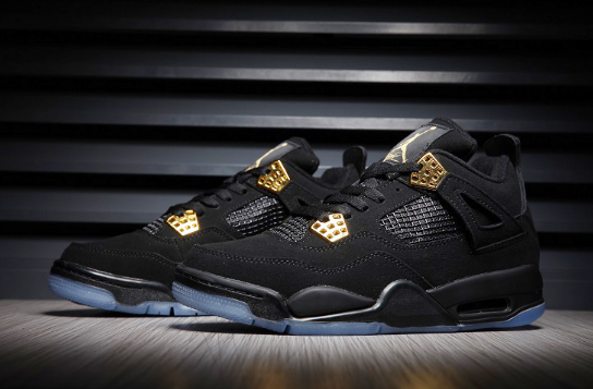 2017 Air Jordan 4 Black Gold Glow Shoes - Click Image to Close